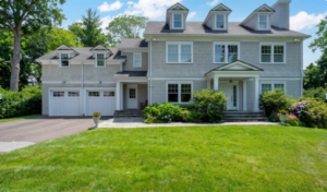 Luxury home in the Golden Triangle neighborhood of Greenwich, CT, known for elegant properties and tree-lined streets.
