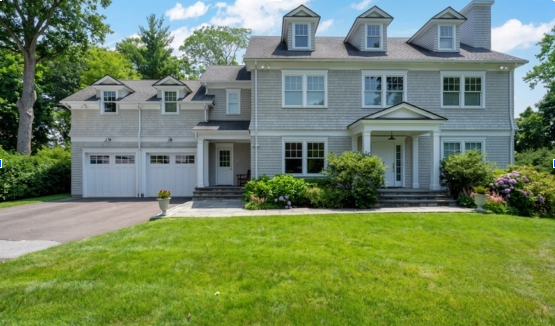 Luxury home in the Golden Triangle neighborhood of Greenwich, CT, known for elegant properties and tree-lined streets.
